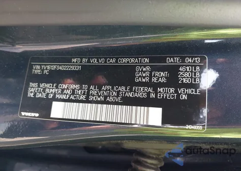 2013 Volvo S60 T5/T5 Platinum/T5 Premier/T5 Premier Plus from USA, damaged, VIN YV1612FS4D2229331